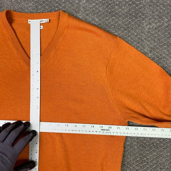 Peter Millar Sweater Men's Medium Orange Extra Fine Merino Wool Knit Golf V Neck - Picture 8 of 10